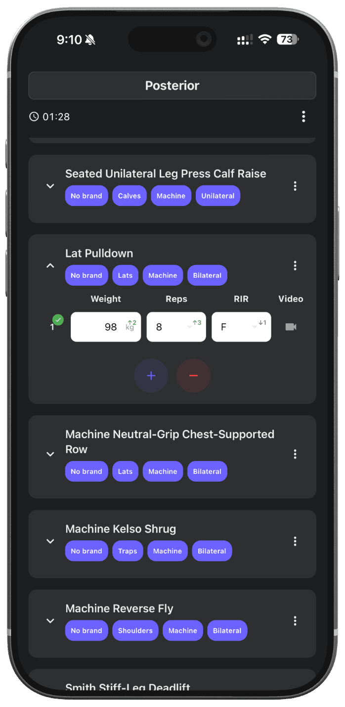 In-workout progress indicators