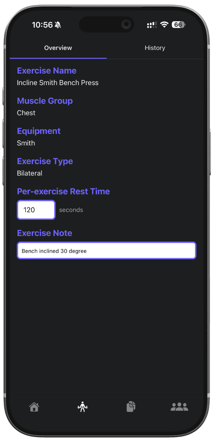 Per-exercise rest timer